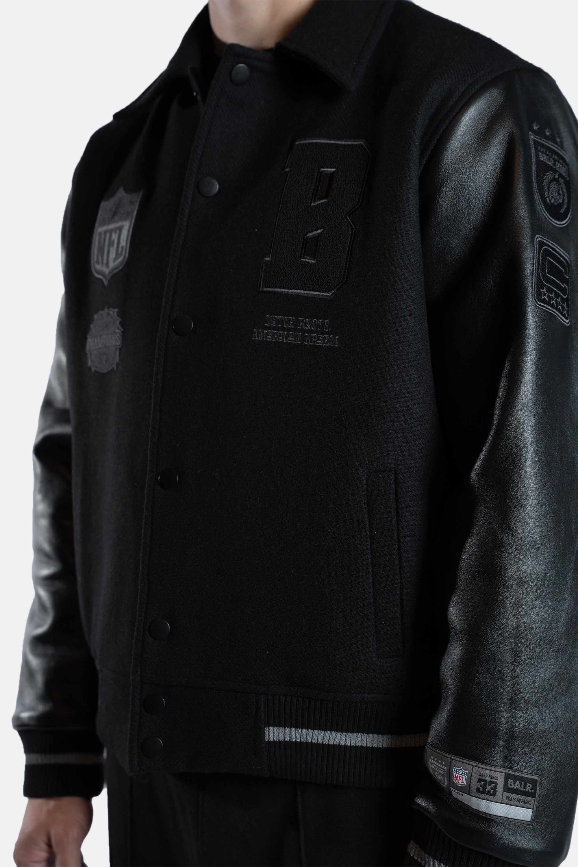 NFL x BALR. Varsity Jacket Jet Black