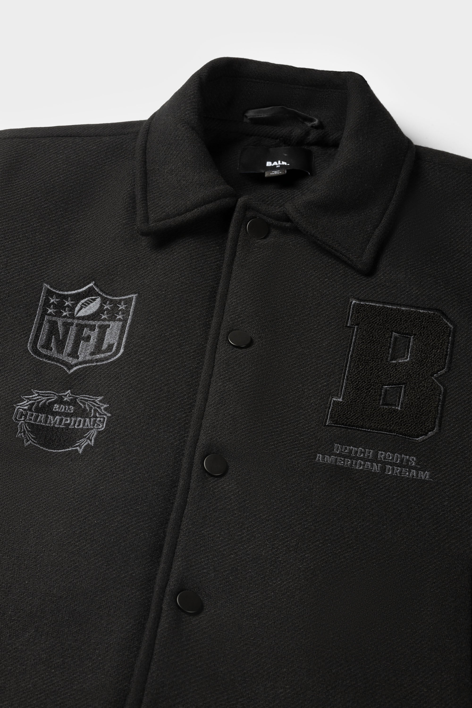 NFL x BALR. Varsity Jacket Jet Black