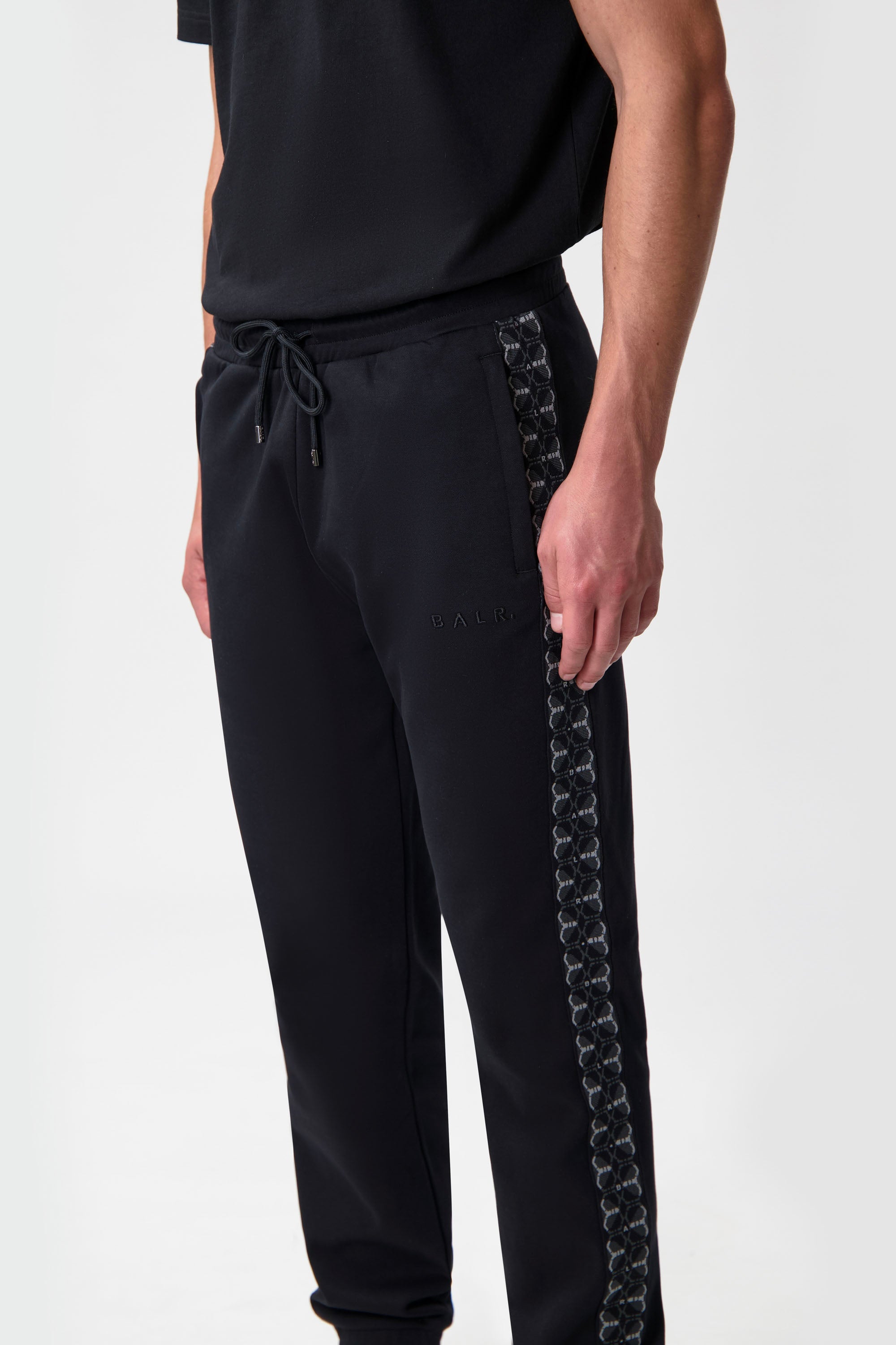 BALR. Monogram Tape Regular Fit Track Pants Jet Black