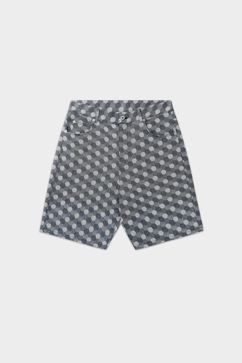 Hex Jacquard Relaxed Shorts Indigo