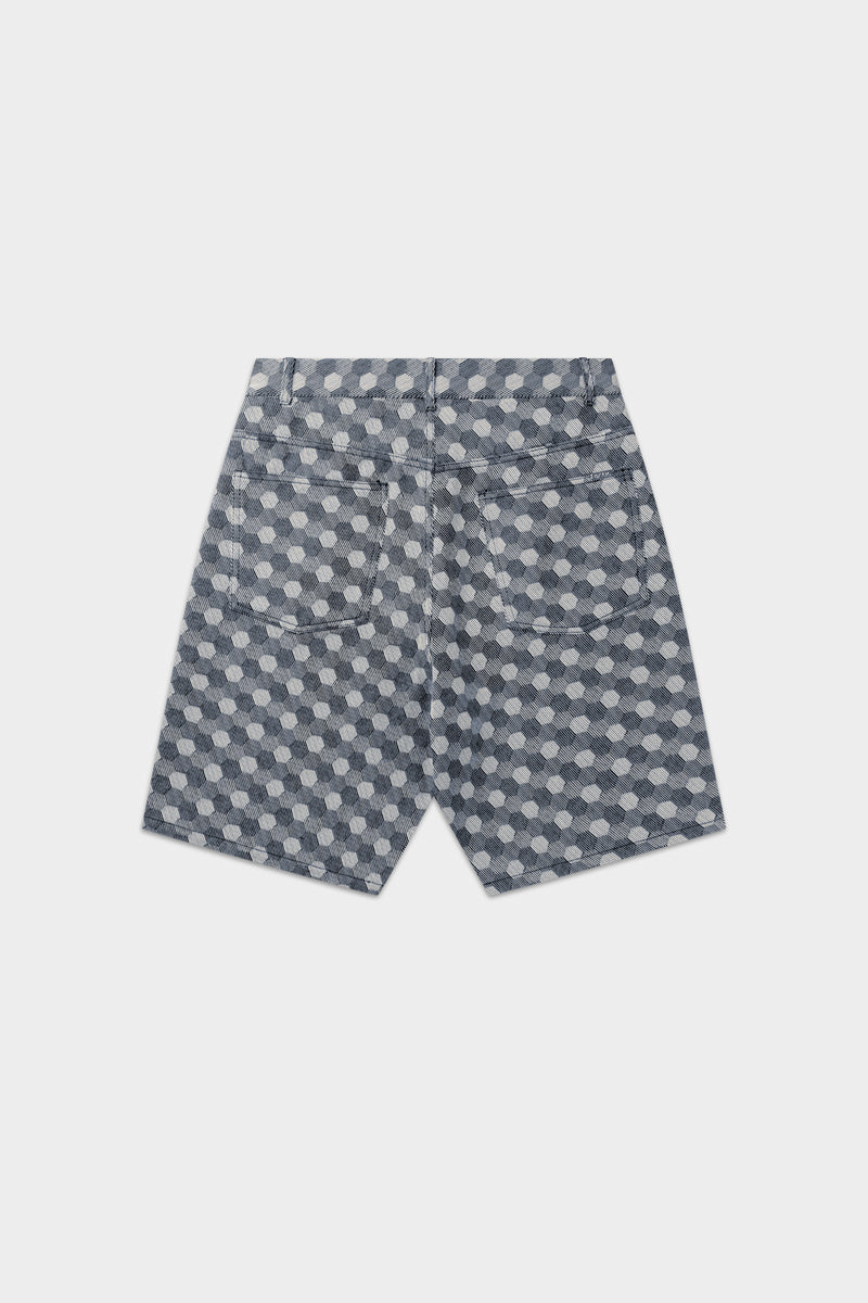 Hex Jacquard Relaxed Shorts Indigo