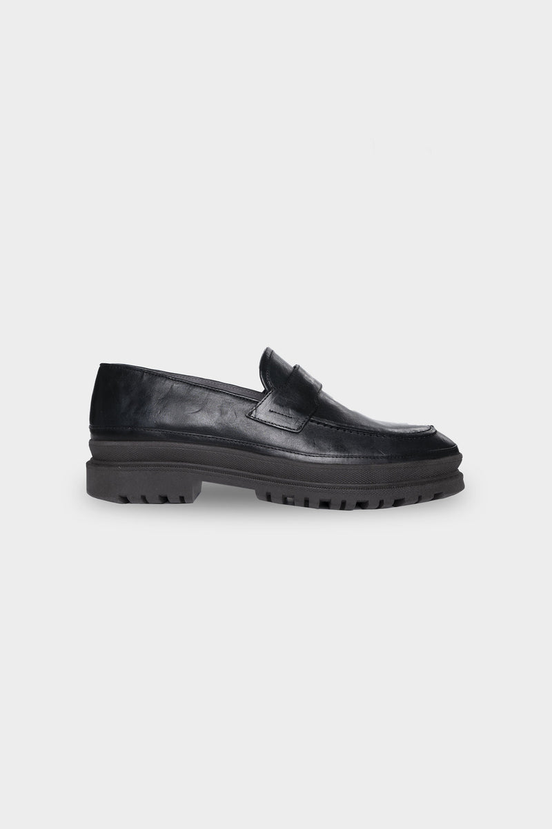 Héroe cuero loafer Jet Black