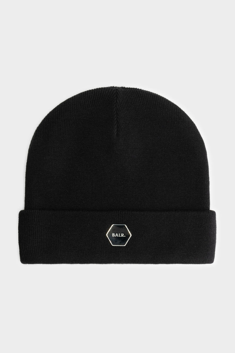 Hexline Badge Beanie Jet Black