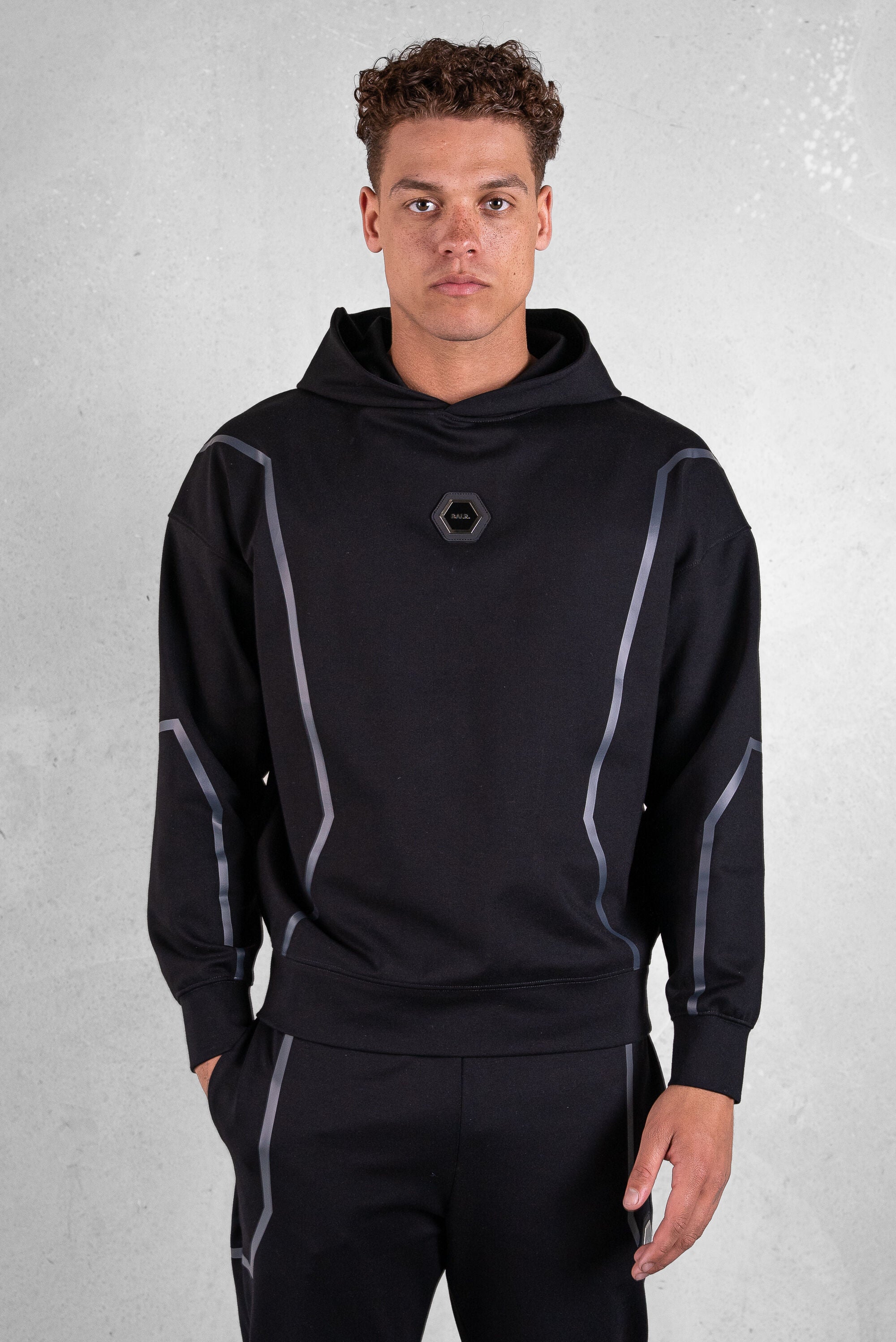 Joey Box Hex Line Hoodie Jet Black