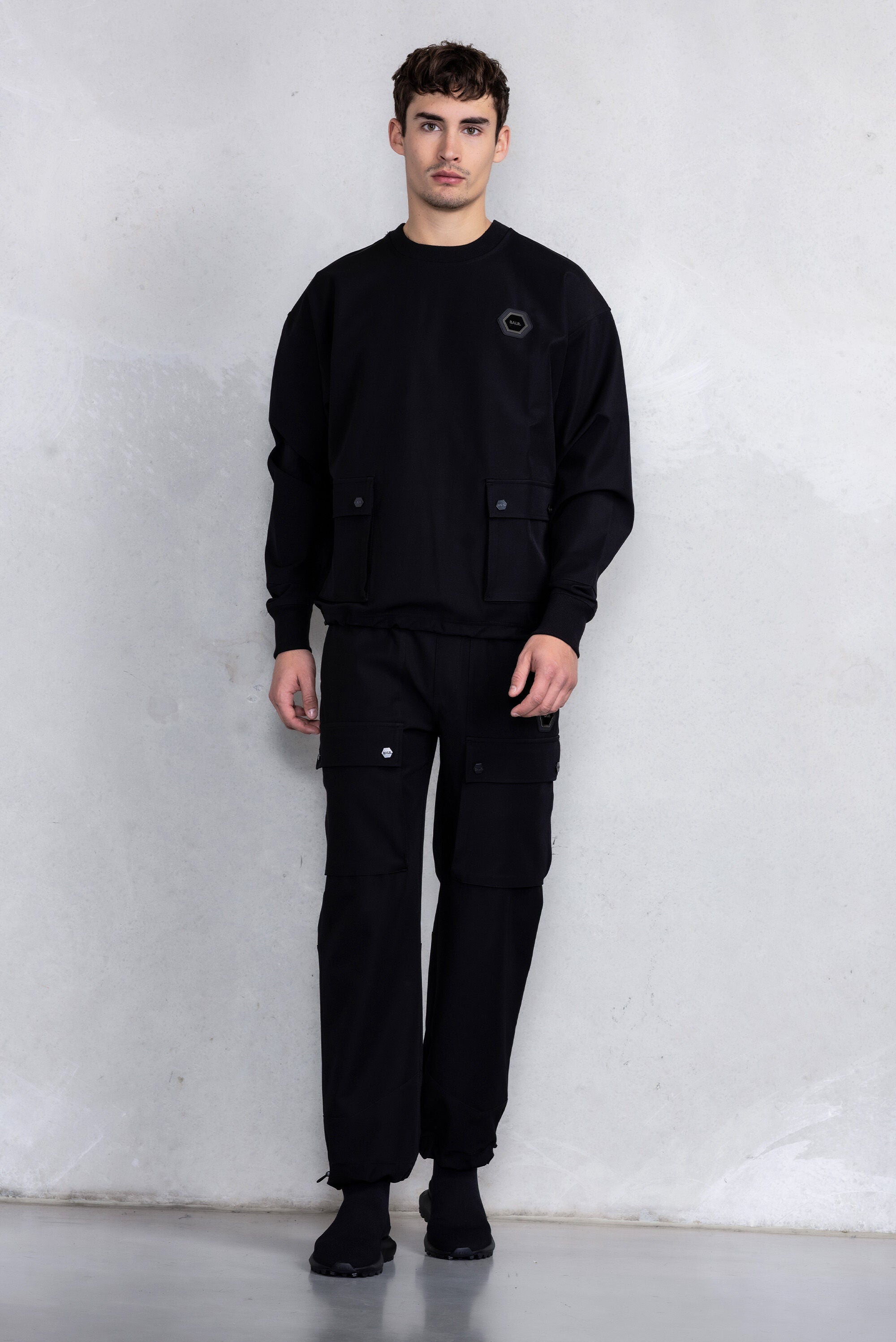 Franck Relaxed Cargo Crewneck Jet Black