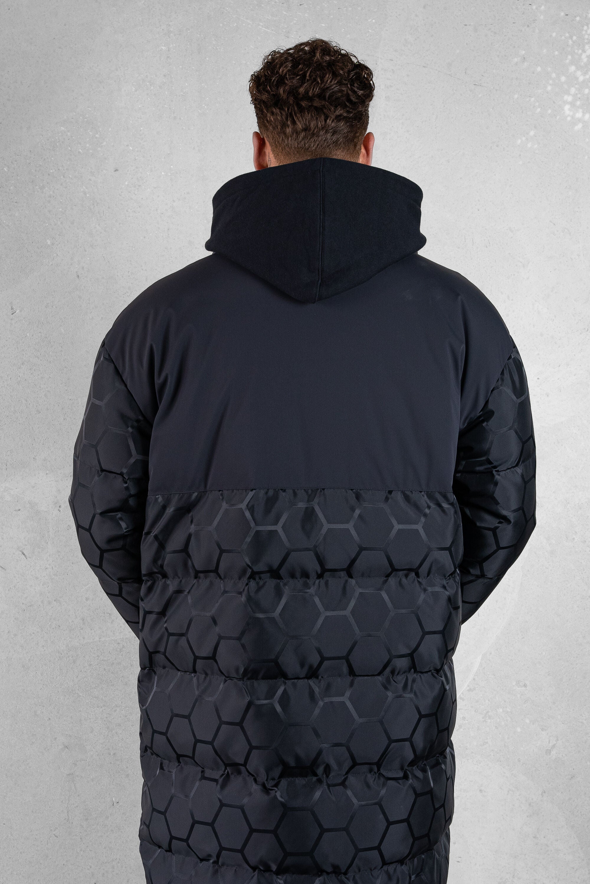 Dante Jacquard Long Puffer Jet Black