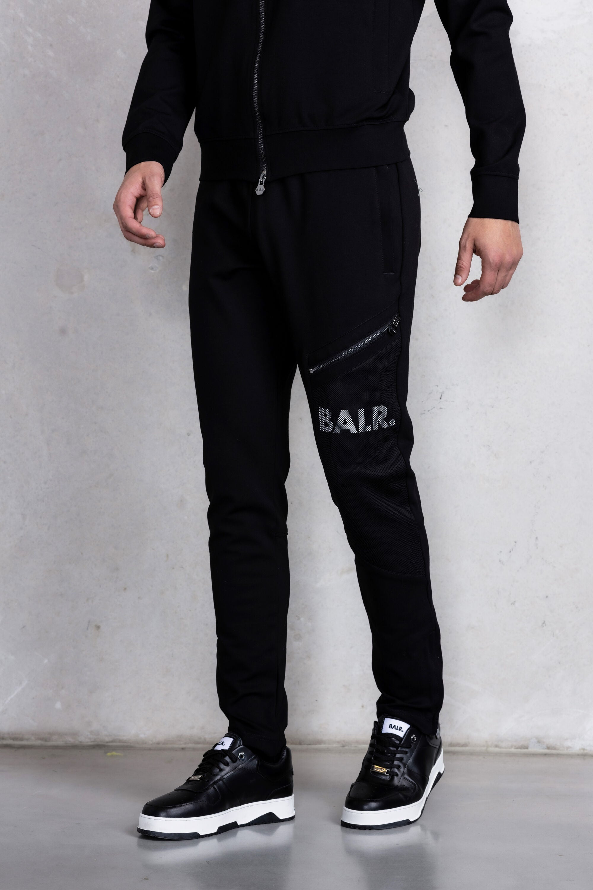 Louis Slim Pantalones de malla de malla Jet Black