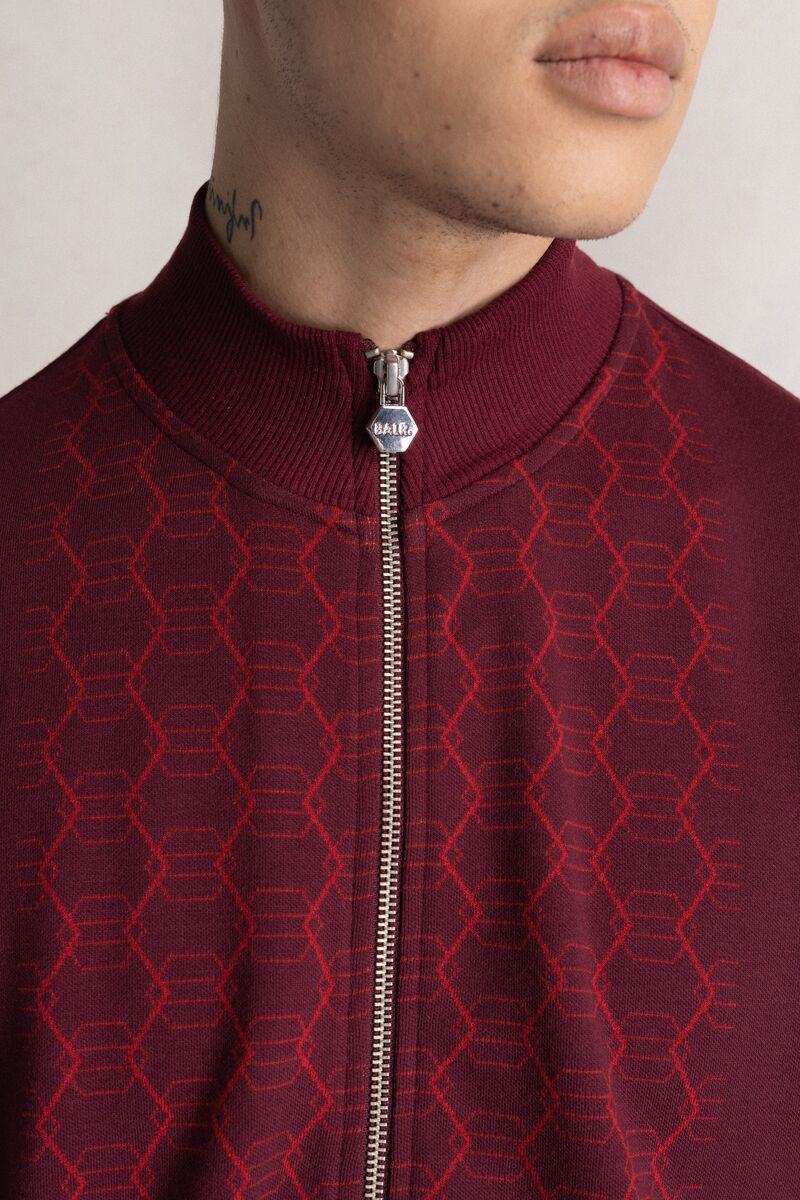 Brooklyn Regular Intarsia Hex. Track Jacket Red Dahlia