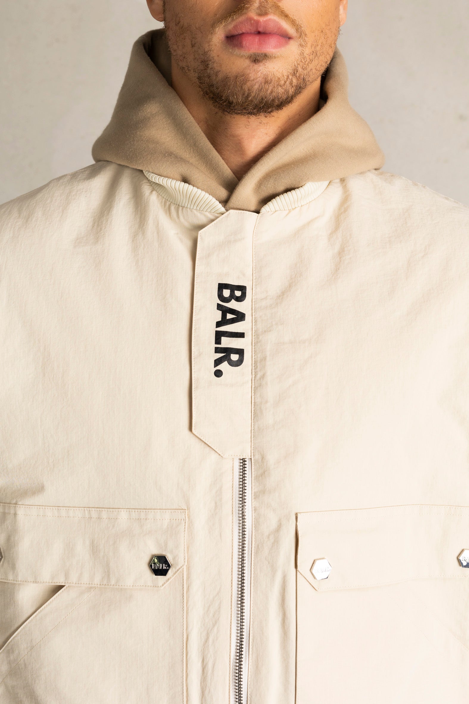 Jack Sleeveless Bomber Jacket White Pepper