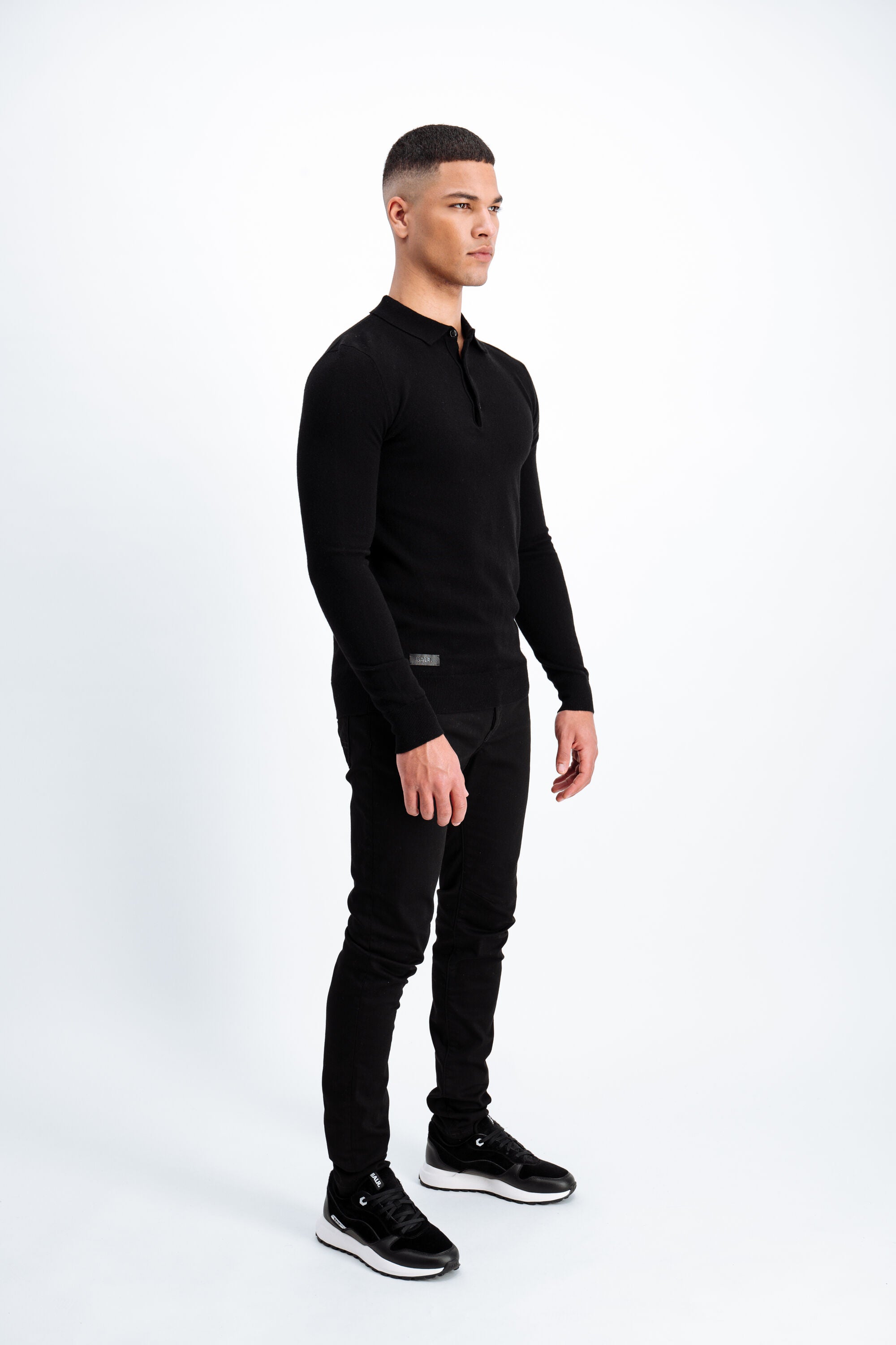 Henley Straight Polo Knit Jet Black