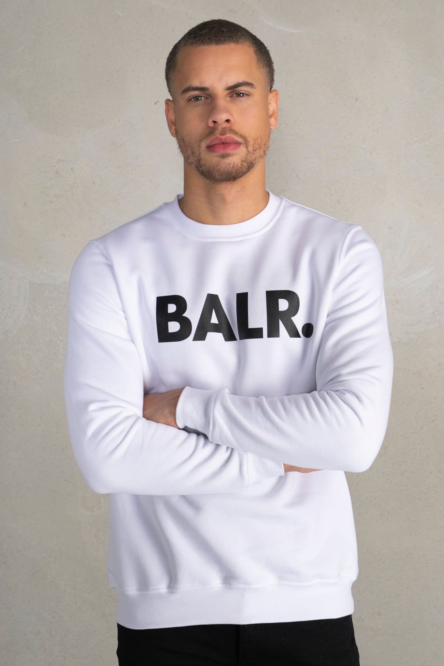 Brand Straight Crew Neck Men White