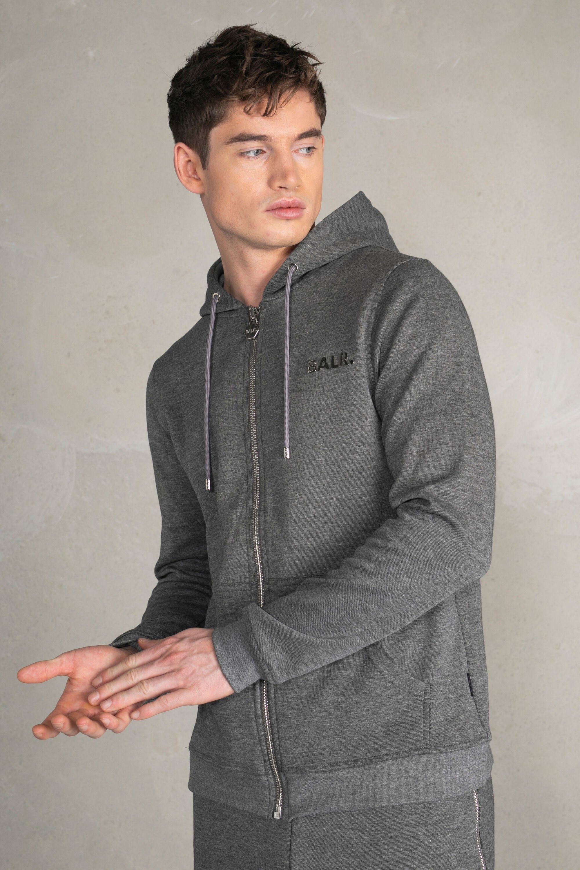 BALR. Q-SERIES ZIPPED HOODIE DARK GREY-