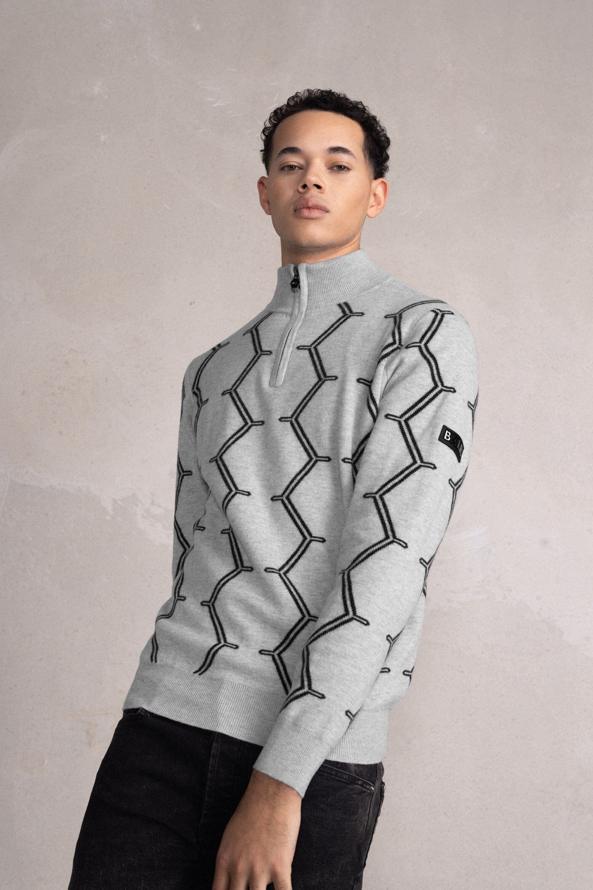 Don Regular Hexagon Quarter Zip Knit Mineral Grey – BALR.