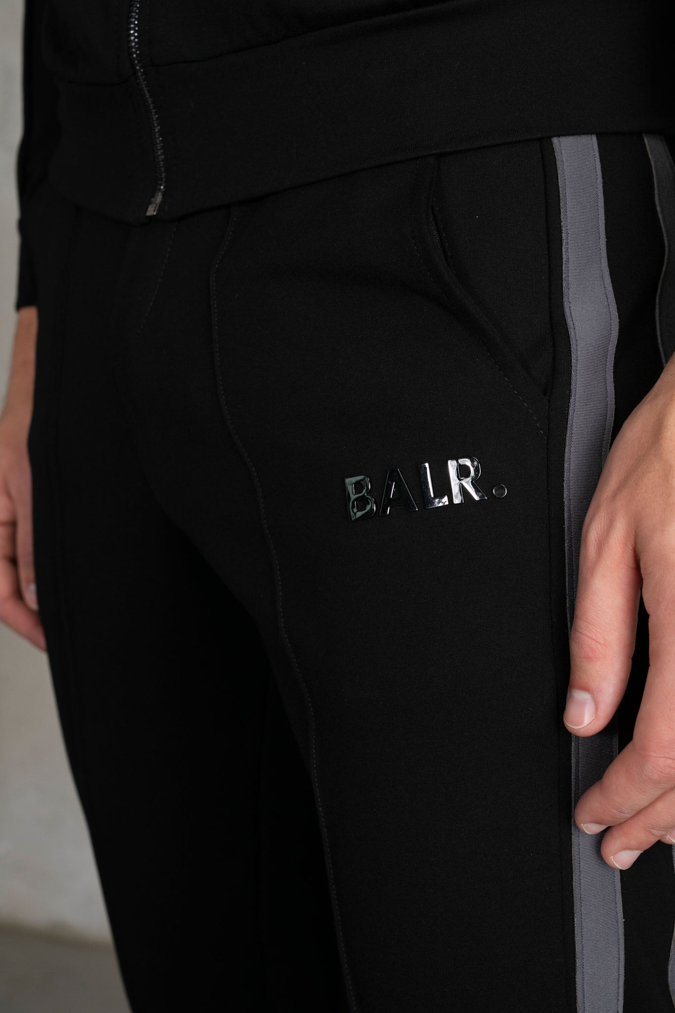 Louis Slim Crossing Tape Track Pants Jet Black