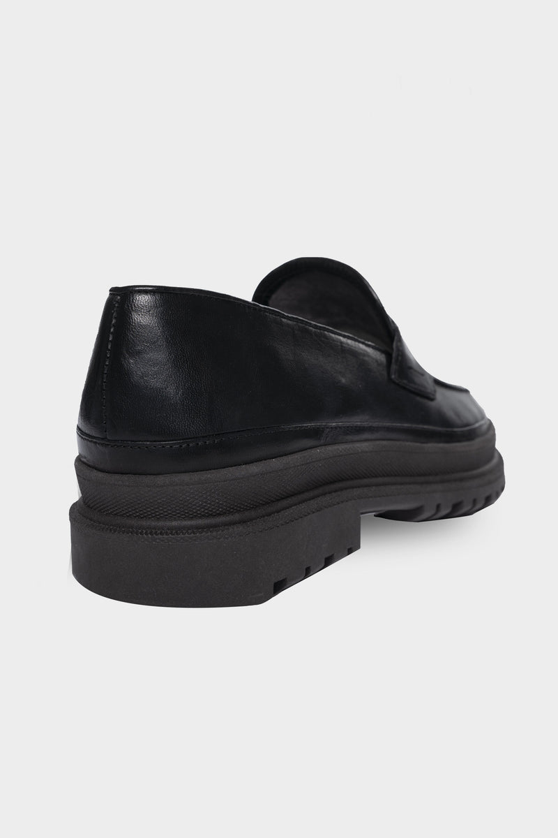 Héroe cuero loafer Jet Black